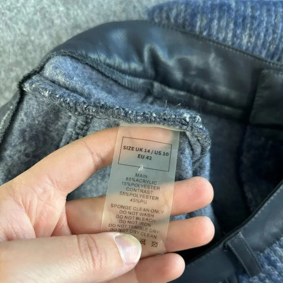 Manier De Voir Womens Knit Straight Leg Pants US 10 Blue Ribbed Tapered 760 - Picture 12 of 16